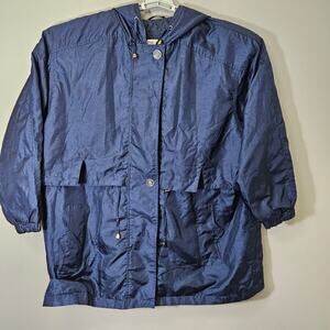Vintage 90s Jaclyn Smith Plus Women 3X Navy Hooded Windbreaker Jacket Gorpcore